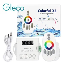 Colorful X2 LED Music Controller with RF Touch RemoteWS2812B WS2811/WS2813/USC1903 LED Pixel Strip RGB DC5V-24V Max 1000pixels
