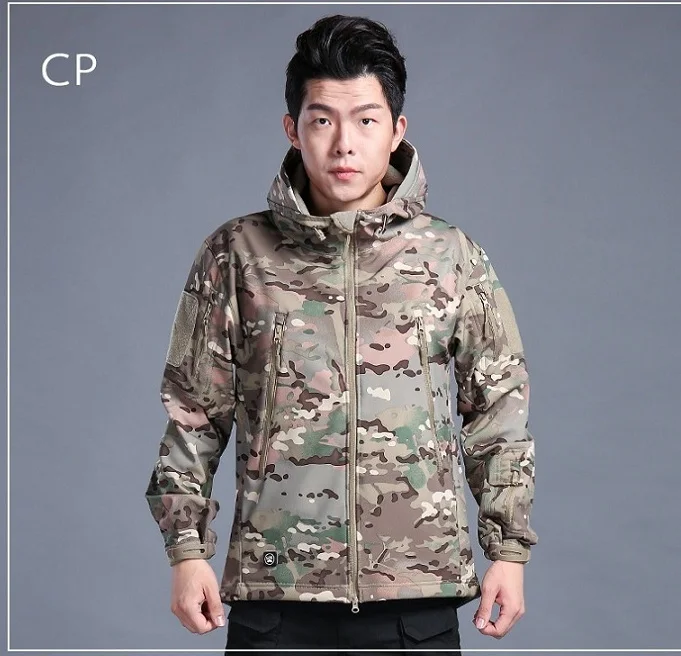 Free shipping,New shark skin jacket warm camouflage fleece thickening ...