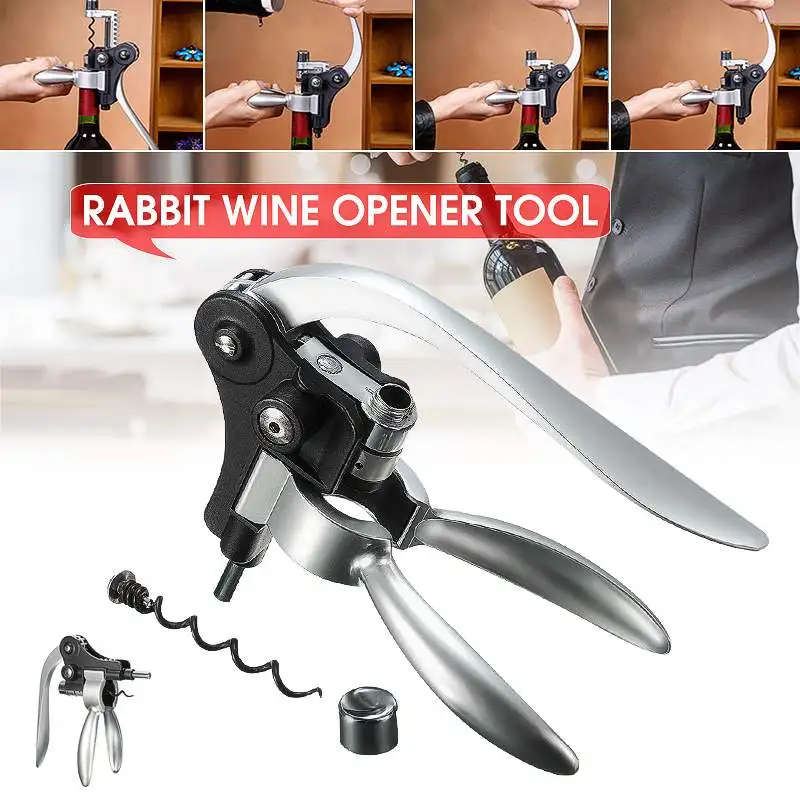 

Lever Arm Operated Corkscrew Red Wine Bottle Opener Tool Foil Cutter Set Gift