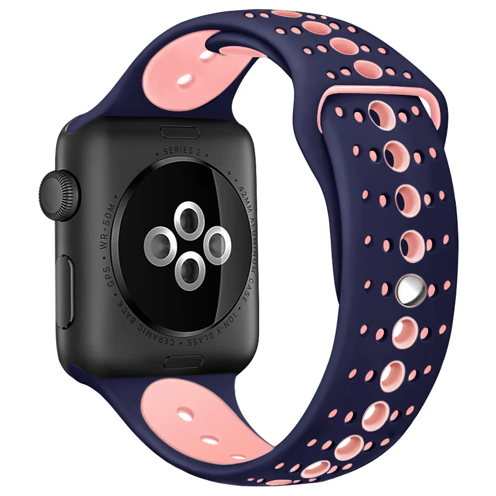 Силиконовый ремешок для Nike apple watch 4/3/2/1/42 38 мм резиновый кабель-браслет на запястье адаптер наручных часов iwatch, 40/44 мм, correa apple watch