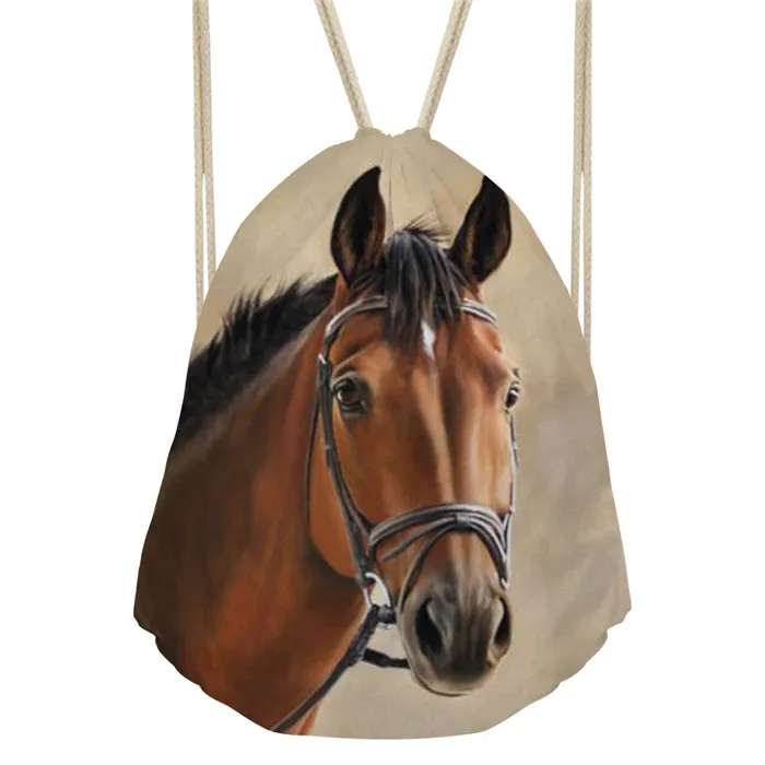 THIKIN Crazy Horse печатных обувь для девочек Drawstring сумка женщин небольшой шоппинг стринги с кармашком современная женщина настроить Mochila