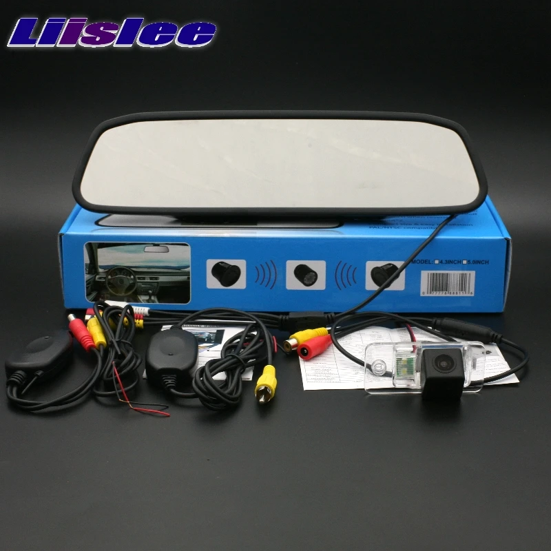 LiisLee WiFi Wireless CCD Camera & Mirror Monitor Easy DIY Parking SYSTEM Set For Audi A4 S4 RS4 2001~2008 Package