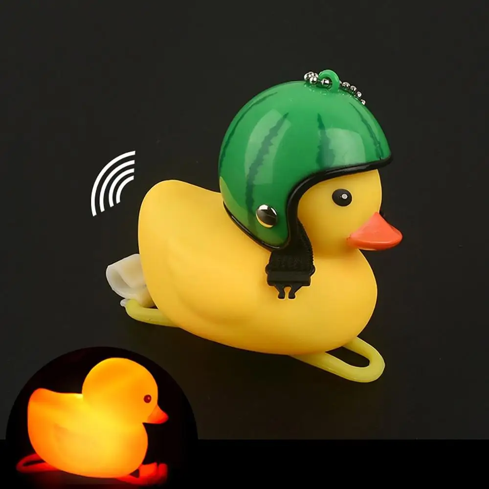 

Cartoon Yellow Silica Little Duck Helmet Head Bicycle Light Shining Mountain Bike Handlebar Duck Head Light Bell 2019 hot sale