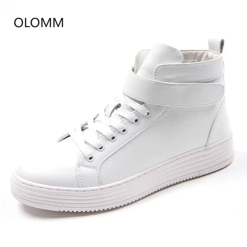2019Hot sale men's white shoes high shoes youth trend simple casual shoes