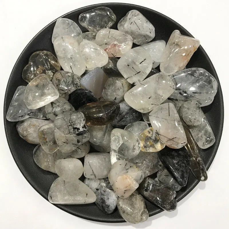 

AA+50g 3 Size Natural Black Quartz Rutilated Stone Tourmaline Gravel Rock C887 Natural Stones And Minerals