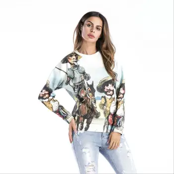 

Loose Women Clothing Top Hoodies Sweatshirt Spring Personality Character Long Sleeve O-Neck Female Casual Pullovers S025