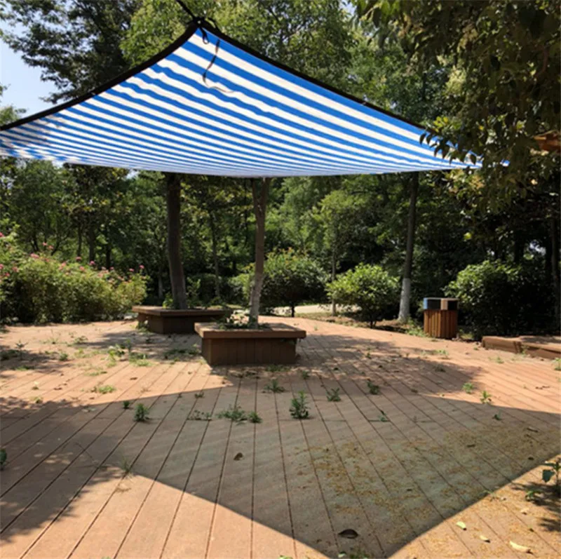 

Summer Blue with white stripes color Mesh HDPE Gardon Sun Shelter Vegetable Pet Car Thick Awning Net Sea Swimming pool Shade