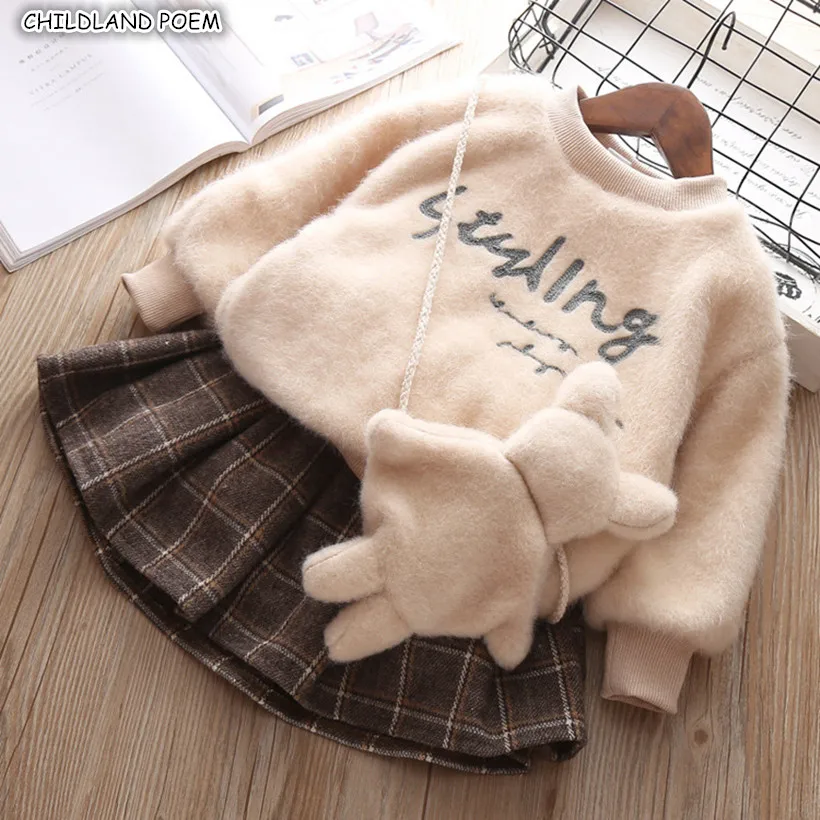 Комплект детской одежды для девочек; сезон зима-весна; Одежда для маленьких девочек; пальто+ юбка; комплект одежды из плотного бархата для девочек