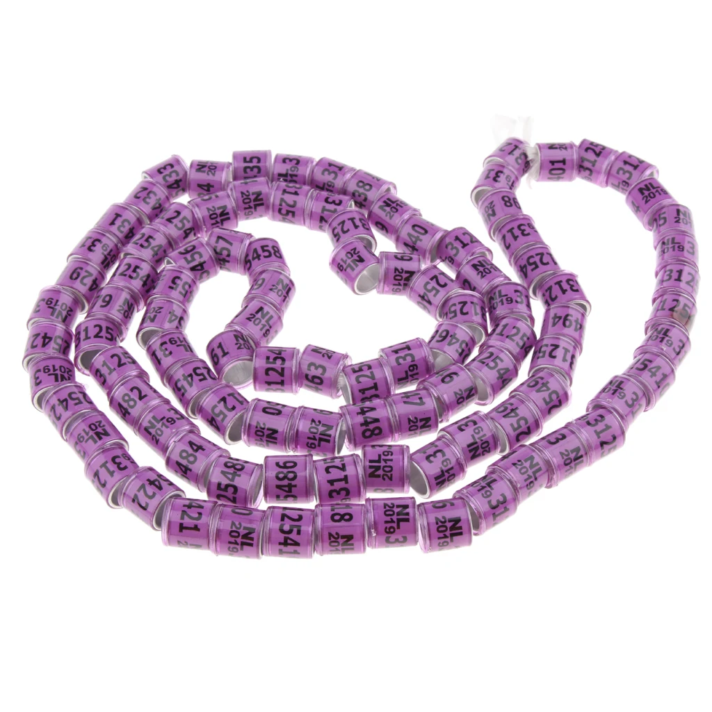 100pcs 8mm Plastic Bird Foot Ring For Racing Pigeon Parrot Purple