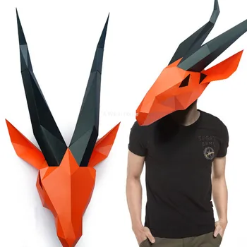 

Halloween Mask DIY Paper Masks Antelope Head Party Masquerade Mascara Cosplay Animal Masque Carnaval Decoration Creative Prop