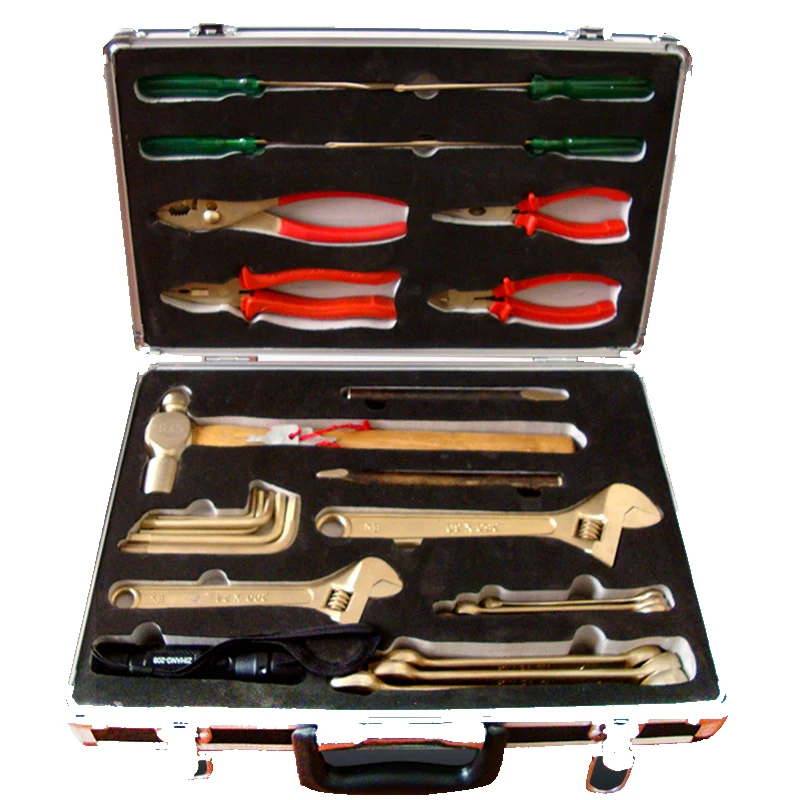 

Non sparking combination tools set-25pcs for gas station, Explosion proof, Aluminium bronze hand tool box 1pc