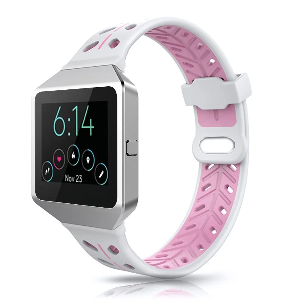 Bemorcabo Спортивные Мягкие силиконовые часы ремешок Браслет замена с рамкой для Fitbit Blaze Смарт фитнес-часы - Цвет ремешка: White Pink 2