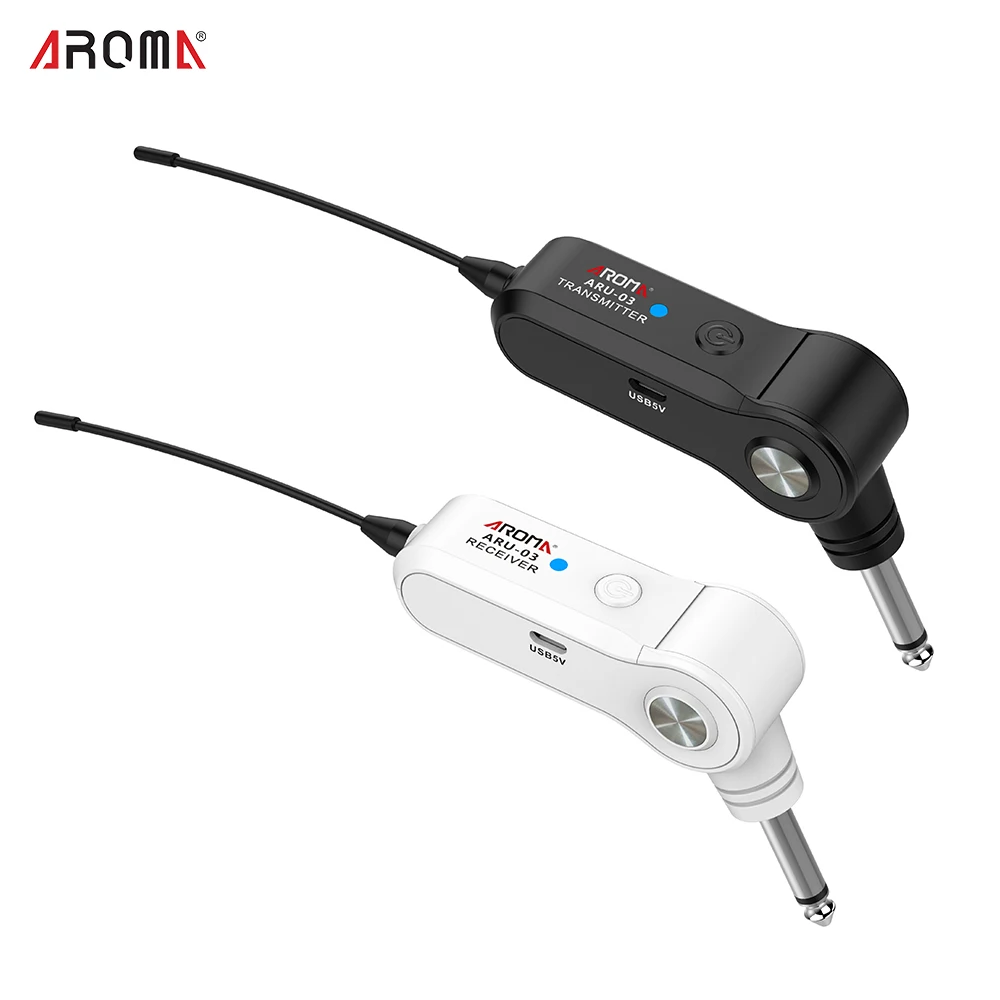 

AROMA ARU-03 UHF Wireless Audio Transmission System Transmitter Receiver Built-in Rechargeable Lithium Battery for Guitar