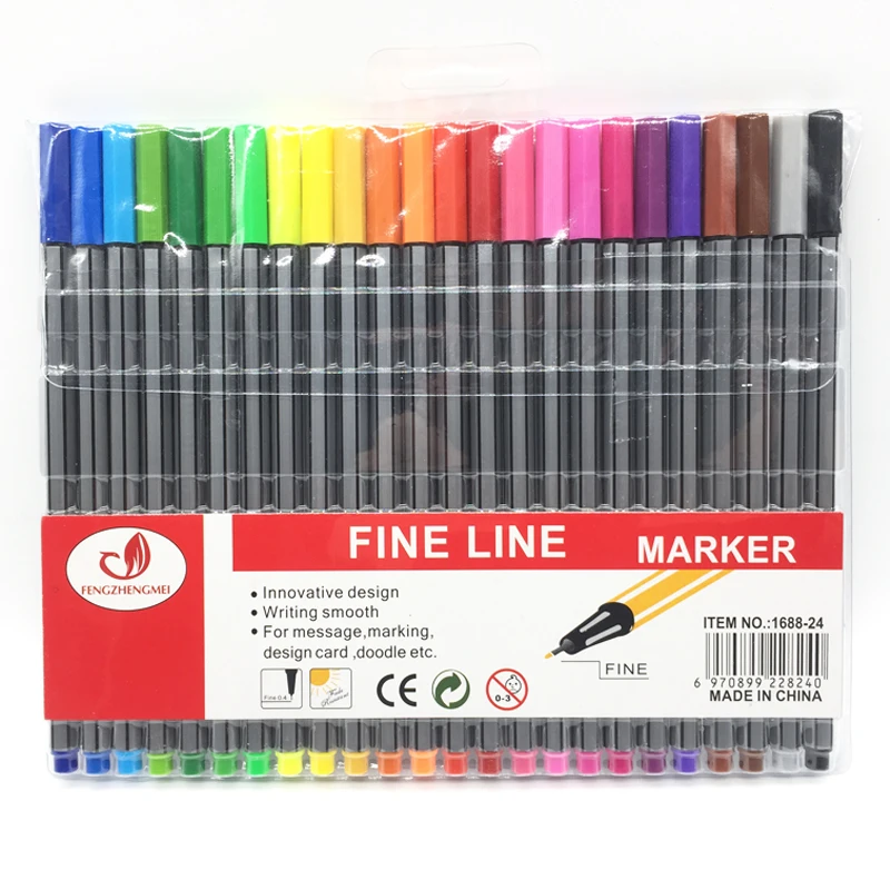 24 색 Fineliner 미크론 라이너 펜 세트 0.4 미리 메터 펜 그리기 라인 안료 라이너 만화 스케치 컬러 마커 펜 아트 용품