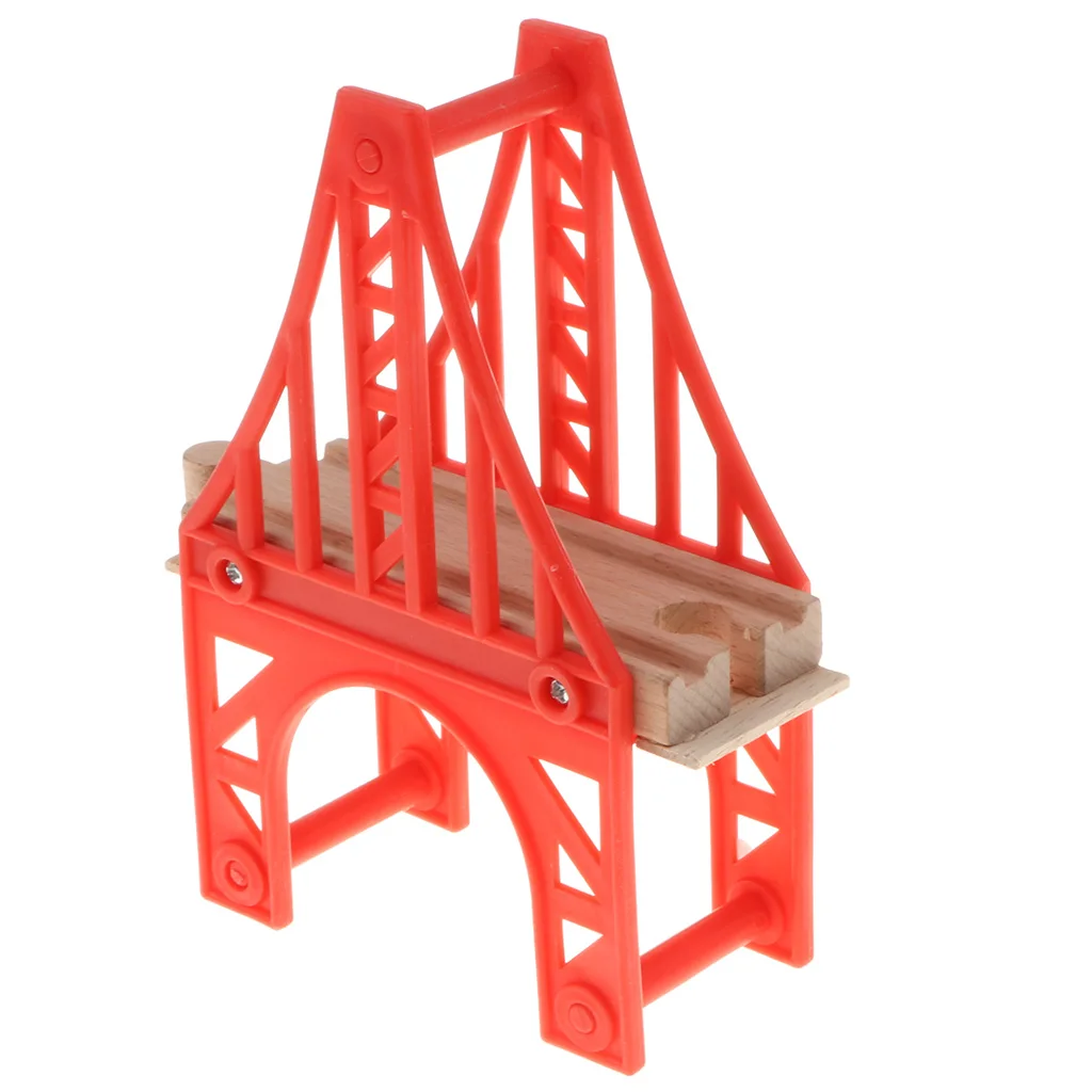  Preschool Wooden Toy Trains Set Building Blocks Construction kits Play Activity, Fine Motor Skills - Iron Tower Bridge