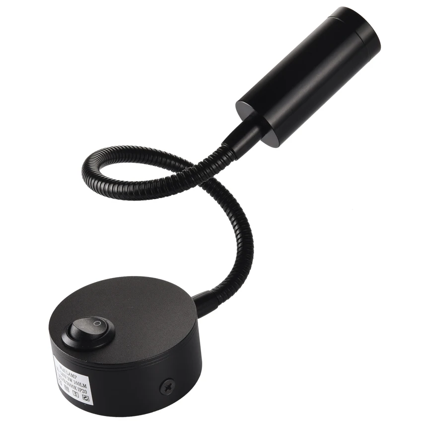 Настенный светильник lmap-бра с зажимом, 3 Вт, лампа для спальни, переключатель включения/выключения, белый, серебристый, черный, гибкий светильник для дома, прикроватный светильник для чтения s