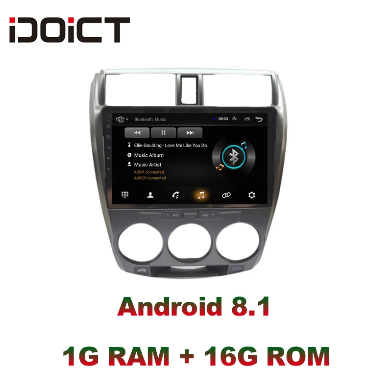 Excellent IDOICT Android 8.1 Car DVD Player GPS Navigation Multimedia For Honda CITY Radio 2008-2013 car stereo 1