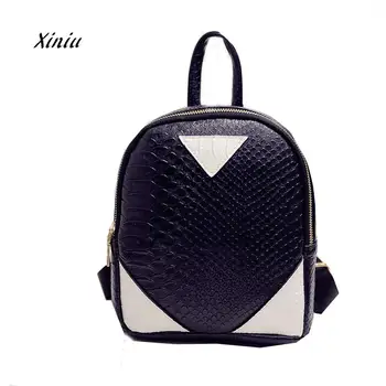 

Women Leather Fashion Backpacks Rucksack Concise Serpentine Female Travel Backpack School Book Shoulder Bag Hit Color Bags