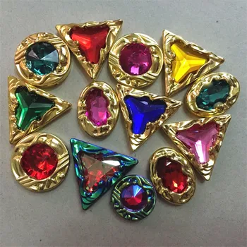 

New Hot Style Retro Carving Fake Gem High Grade Acryl Coloured Diamond Edging Sewing Rhinestones Luxury Garment DIY Accessories