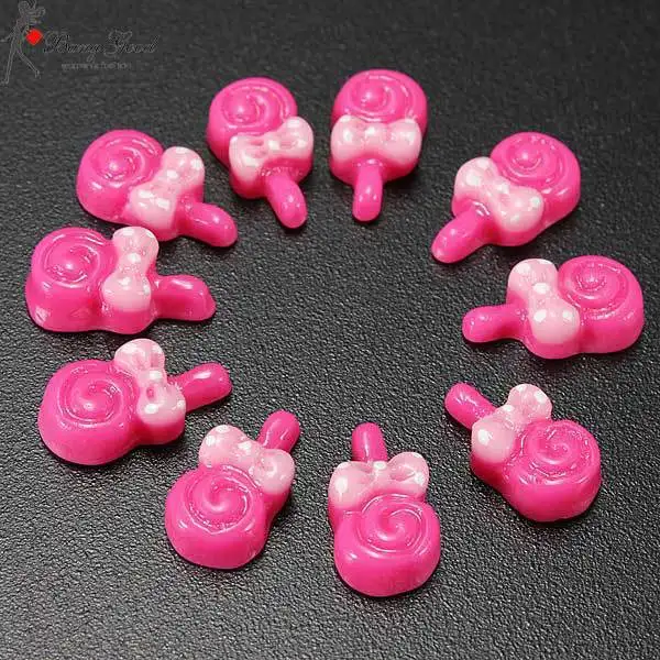 Coupeville 10pcs Resin 3D Candy Bows Lollipop Acrylic Nail Art DIY Decoration | Красота и здоровье