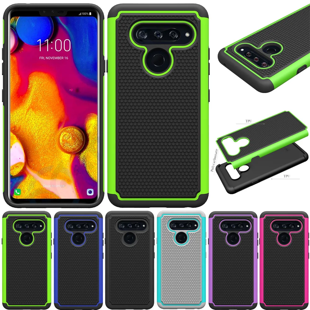 Чехол для LG V40 сверхпрочный Гибридный армированный чехол двухслойный Мягкий ТПУ