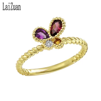 

LaiZuan Solid 10K Yellow Gold Certified 0.55ct Natural Citrine,Amethyst,Garnet ,Diamond Vintage Unique Jewelry Engagement Ring