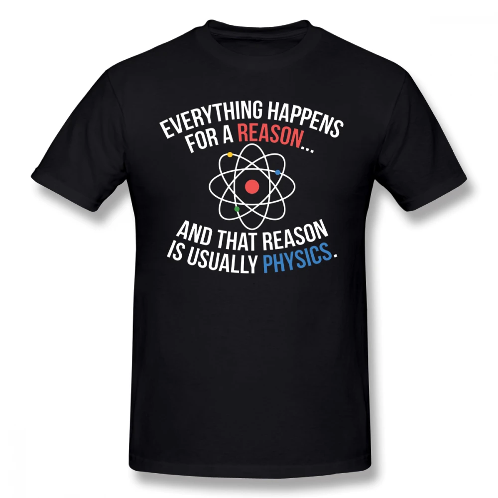 Физика футболка всегда футболка «физика» с коротким рукавом Милая футболка с принтом Лето 100 хлопок мужская футболка плюс размер - Цвет: Black