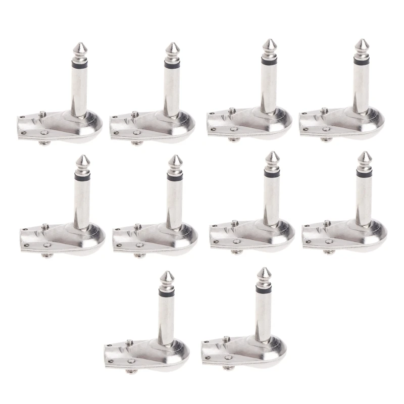 

OOTDTY 10 Pcs 1/4" 6.35mm Mono Speaker Right Angle Guitar Phono Plug Pancake Connector