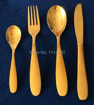 

2168G GOLD 18-10 Forged Stainless steel Cutlery set 24pcs Golden Plating Titanium/ Colored Flatware set of Restaurant or Hotel