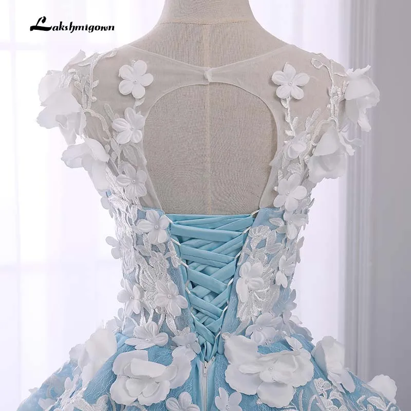 Синие Свадебные платья с свадебное платье оборками Vestido De Casamento бальное рукавом