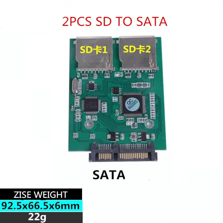 2 порта двойной SD SDHC MMC RAID в SATA адаптер конвертер Поддержка всех SD карт 2,5 дюйма sata