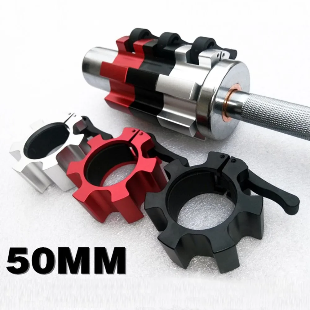 1 Pair 2 Inch Weight Lifting Aluminum Standard Barbell Collar Lock Jaw Barbell Fitness Body Building Equipment Gym Lifting Clamp