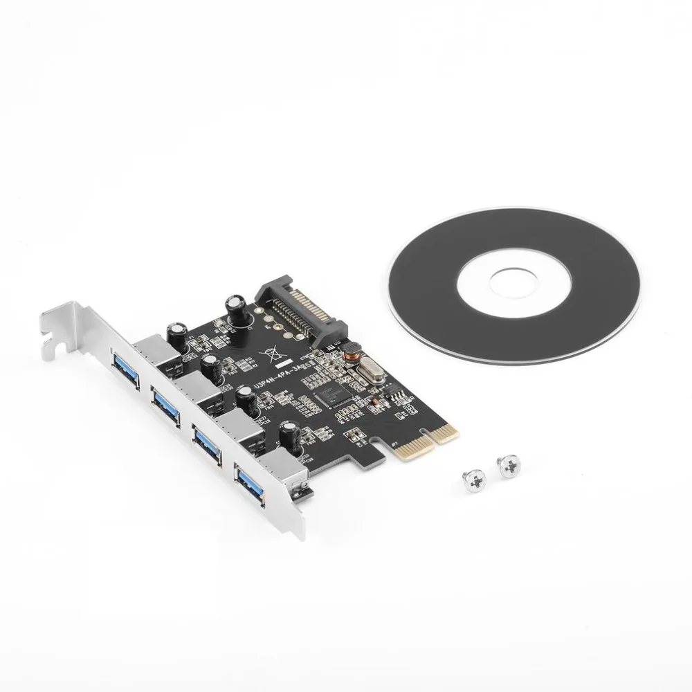 4-Порты и разъёмы супер Скорость USB 3,0 PCI-E карта с разъемом PCI Express хост контроллер-концентратор адаптер с 15-pin SATA Мощность разъем U3P4N-4PA-S
