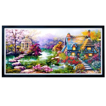

90*50cm 5D Pasted DIY Diamond Rhinestone Landscapes Garden Embroidery Art Decor