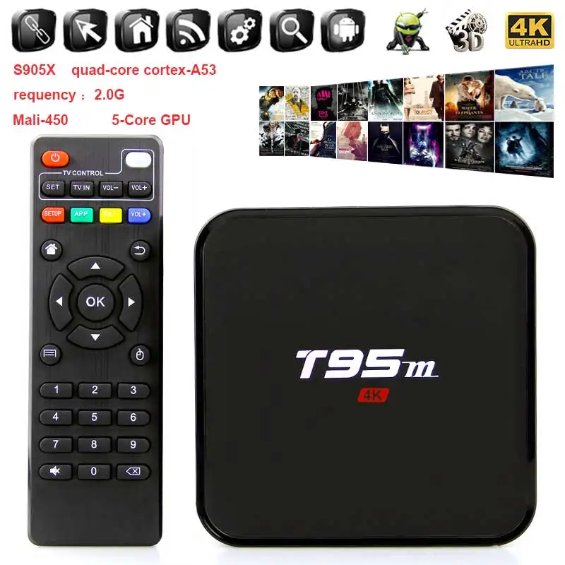 

TV Box T95M Amlogic S905X Android7.1 1GB 8GB wifi 2.4G HDMI 2.0 LAN 100 With remote control