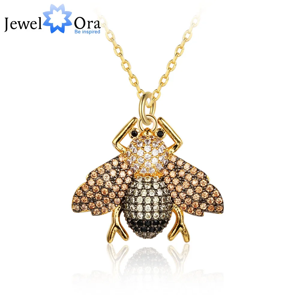 New Lovely Copper Little Bee Pendants Necklace Crystal Honey Necklace