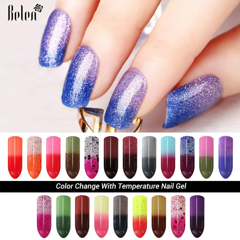 

Belen 7ml Chameleon Temperature Change Color UV Gel Polish Varnishes Soak-off Gel Nail LED Lamp Gel Lak UV Nails Verniz Lacquer