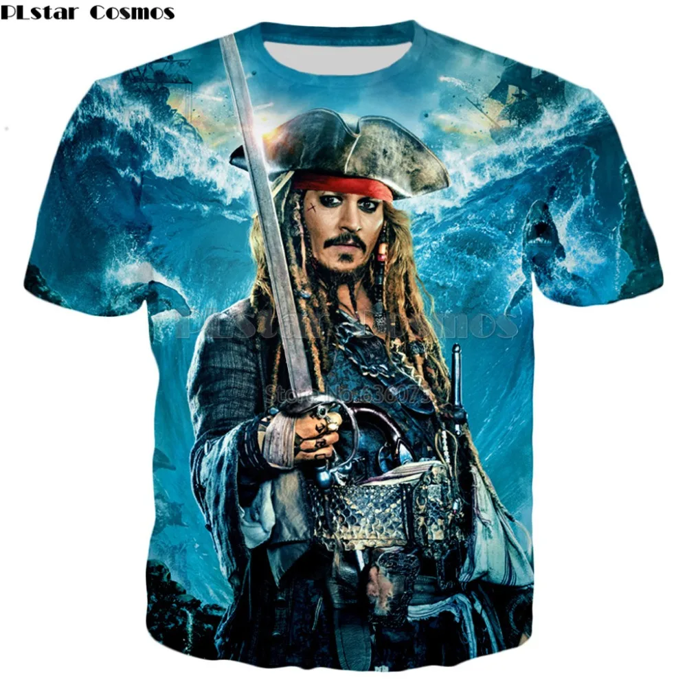 

PLstar Cosmos Summer New style Jack Sparrow T-shirt Hot movies Pirates of the Caribbean 3D Print Men's Women's Casual t shirt