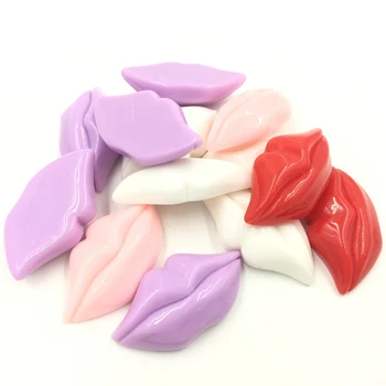 

30Pcs Mixed Colors Resin Lips Shape Lievres Dome Seals Cameos Cabochons Jewelry Crafts Making 41x21mm