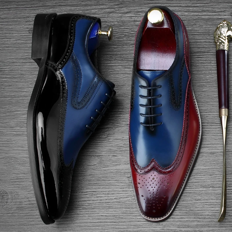 Hommes Bureau En Mariage De Nouveau Homme Appartements Couleurs Cuir Luxe Noir Rouge vin Ss486 Oxford Chaussures Formelle Mixte Robe Véritable Sculpté Richelieu Party qSawTxZnS