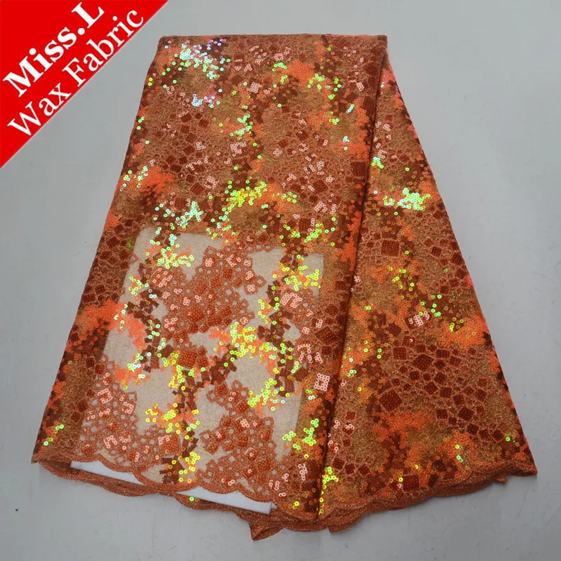 

Latest embroidery french mesh lace fabric 5 yards/piece high quality 2019 african design nigerian sequins laces fabric for dress