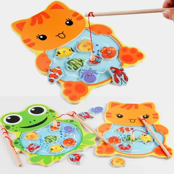 

New 1 Pcs Baby Wooden Toys Magnetic Fishing Game Jigsaw Puzzle Board 3D Jigsaw Puzzle Children Education Toy For Children Gift