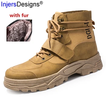 

Brand Fashion Vintage Martin Boots Men Lace-Up Comfortable Or Warm With Fur Work&Safety Boots Men Ankle Botas Hombre Size 39-44
