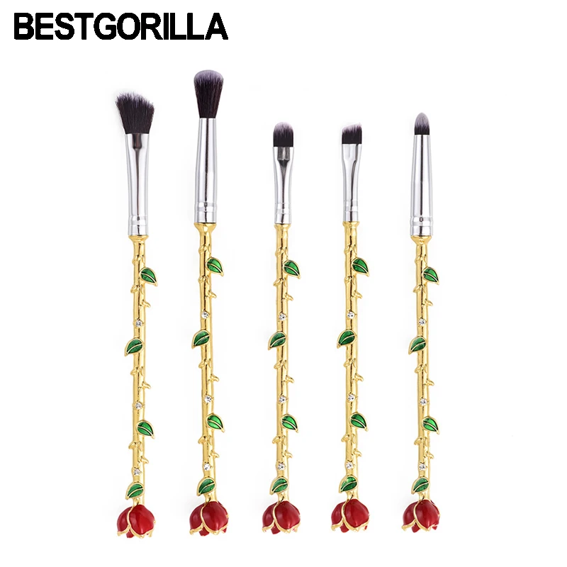 New Beauty & the Beast makeup brushes in Makeup Brushes & Tools crystal Rose Flower Makeup Blush Eyeliner Women Gift with Bag