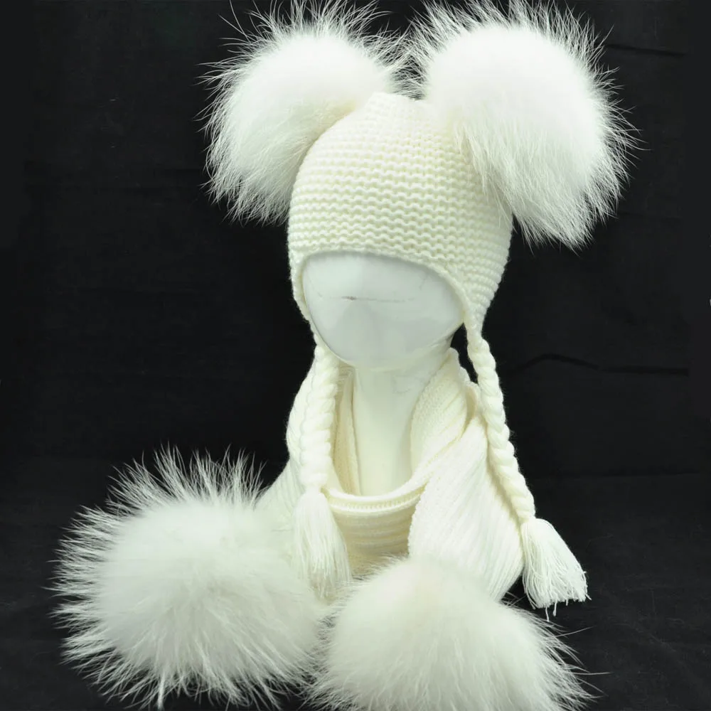 1808049 KNITTED HAT WITH FOX FUR POMPOMS LVCOMEFF (9)