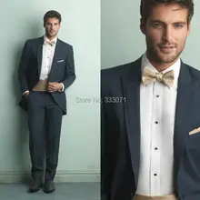 Тонкий жакет, на одной пуговице, фрак жениха синий заостренный лацкан лучшие мужские для шаферов Для мужчин Свадебная вечеринка костюмы(пиджак+ брюки+ галстук-бабочка+ пояс) J86