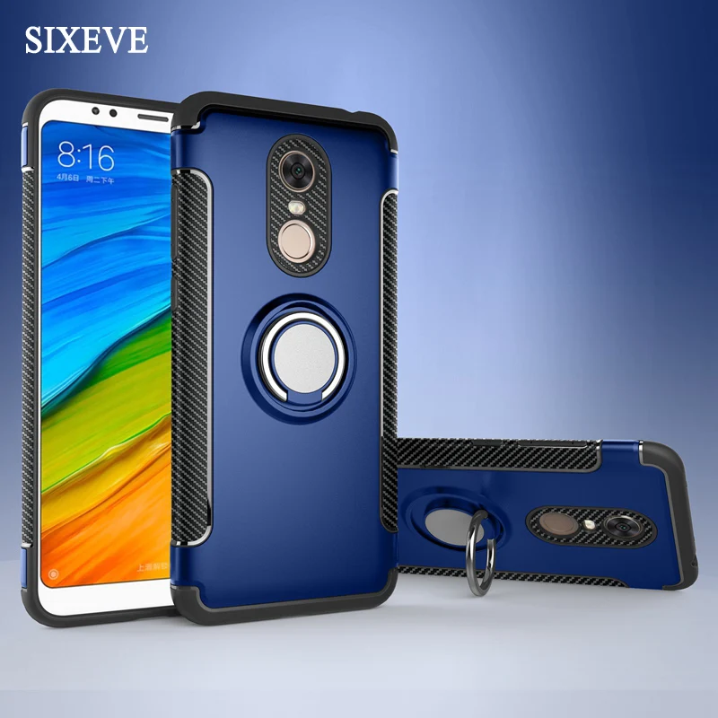 

SIXEVE Luxury Finger Ring Case For Redmi 5 Plus 4X 4A 3S 4 Pro Redmi Note 4 4X Note 3 Mi 6 Armor Shockproof Stand Shell Cover