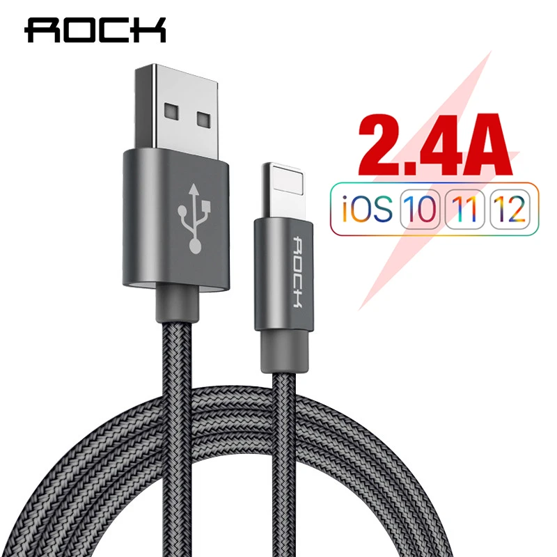 صخرة كابل ل فون 100 سنتيمتر 180 سنتيمتر 300 سنتيمتر 20 سنتيمتر 2.4A سريع شاحن الإضاءة USB كابلات كابل شحن ل فون 10 8 7 6 5 زائد باد
