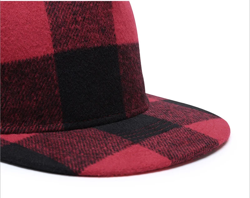 Cap Men Snapback Hip Hop Hat Flat Bill Hat Adjustable Cotton Plaid Sports Outdoor Accessory (7)
