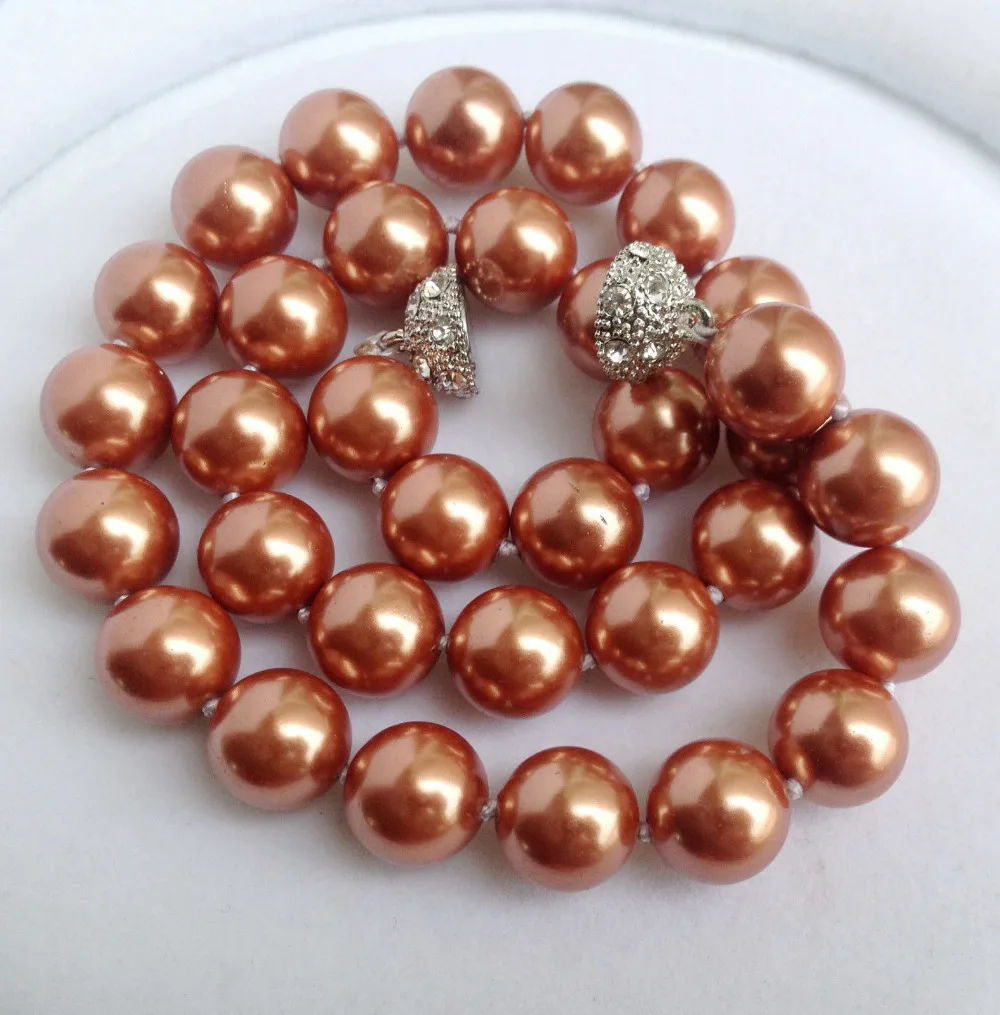 

12mm South Shell Pearl Round Beads Necklace Magnet Clasp AAA Grade@^Noble style Natural Fine jewe FREE SHIPPING ##a #a